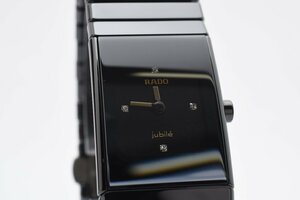 美品 ラドー ジュビリー スクエア ブラック クォーツ レディース 腕時計 RADO