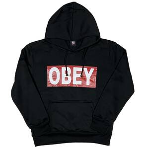 [並行輸入品] Obey オベイ ブランドロゴ プルオーバー スウェット パーカー (ブラック) (XL)