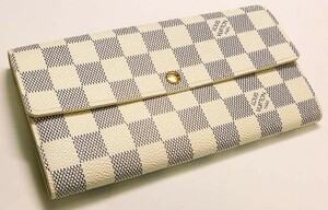 【17-3】ルイ・ヴィトン LOUIS VUITTON ダミエ・アズール ポルトフォイユ・サラ ファスナー付き財布 N61735【菊地質店】