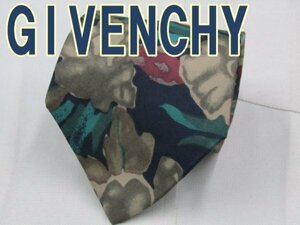 【ジバンシィ】 AB 497 ジバンシィ GIVENCHY ネクタイ 紺系 植物柄 プリント