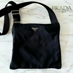 極美品 PRADA プラダ テスート ショルダーバッグ＊メンズ レディース レザー 牛革 本革 ブラック 黒 正規品 肩掛け