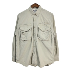 Columbia コロンビア PFG フィッシングシャツ アウトドア ベージュ (メンズ S) 中古 古着 R7454