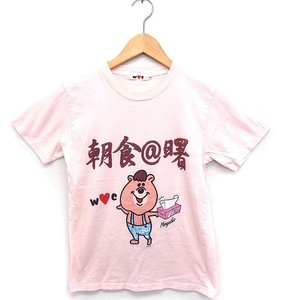 ダブルシー WC キャラクター Tシャツ カットソー プリント 丸首 半袖 コットン 綿 S ピンク /FT43 レディース