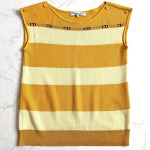 Christian Dior【美品】RARE luxury brand knit sleeveless vest ディオール プレタポルテ CD柄 ブランドロゴ ニット ノースリーブ ベスト 