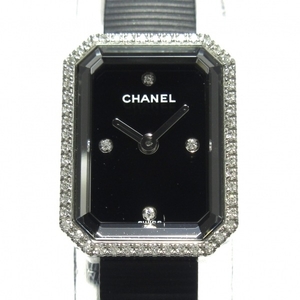 CHANEL(シャネル) 腕時計 プルミエール H2434 レディース SS/4Pダイヤインデックス/ダイヤベゼル/ラバーベルト 黒