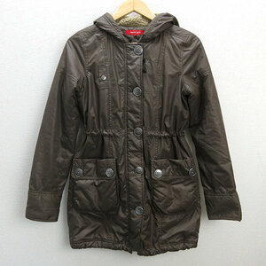 s■トミーガール/tommy girl フーディ 中綿入りコート JKT【S】茶系/LADIES/258【中古】