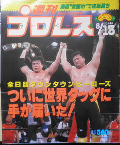 週刊プロレス　平成3年8月13日No.448　世界タッグ/三沢、川田VSゴーディ、ウイリアムス　ベースボール・マガジン社　v