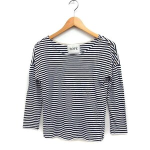 ロペ ROPE ボーダー カットソー Tシャツ ボートネック ショルダーボタン 綿混 M ブラック 黒 ホワイト 白 /FT28 レディース