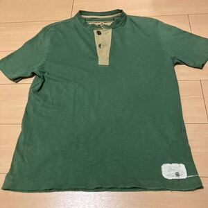 国内正規品 00年代 ポロ・ジーンズ・カンパニー 半袖Tシャツ ヘンリーネック グリーン Lサイズ 綿 POLO JEANS CO. RALPH LAUREN (240512)