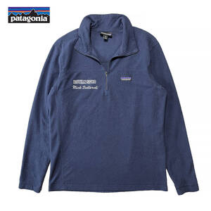 USA 古着 PATAGONIA パタゴニア アウトドア ハーフジップ 刺繍ロゴ 薄手 インナー フリースシャツ ジャケット メンズM ネイビー AA0268