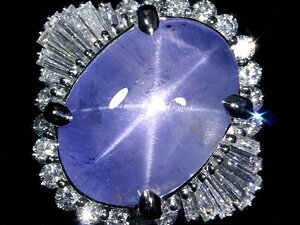 IW14288S【1円～】新品【RK宝石】極上非加熱バイオレットスターサファイア 特大12.00ct! 極上ダイヤモンド 総計0.81ct Pt900 超高級リング