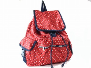 1円　新品同様　レスポ　LeSportsac　レスポートサック　★　リュックサック　デイパック　★　レッド　　星　ハート　遠足　TA9000