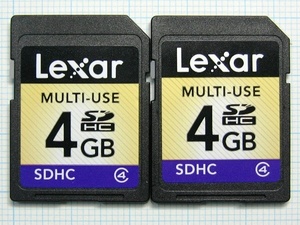 ★Lexar ＳＤＨＣメモリーカード ４GB ２枚 中古★送料８５円・１８５円