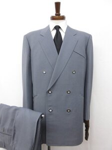 極美品【銀座山形屋 GINZA YAMAGATAYA】ウール素材 ダブル6ボタン スーツ (メンズ) 52～54相当 グレー系 デザイン性のある総柄 ◯32RMS0454