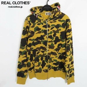 ☆A BATHING APE/アベイジングエイプ ジップアップ シャークパーカー カモフラ/L /060