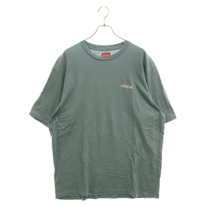 SUPREME シュプリーム 23SS Washed Script S/S Top スクリプトロゴウォッシュドクルーネック半袖Tシャツ グリーン