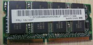 ノートPC用 GMM2649228CTG-10KI 9291N FRU 10L1227 64MB DIMM 2枚