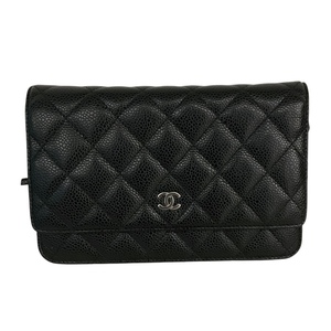 シャネル CHANEL マトラッセチェーンウォレット A67086 ブラック/シルバー金具 キャビア ショルダーバッグ レディース 中古