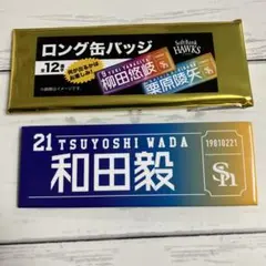 ソフトバンクホークス　ロング缶バッジ　和田毅投手【非売品】