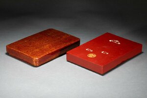 【善古堂】某有名オークション買入 時代物 漆器 硯箱 二点セット 書道具 骨董品 古美術0510-113S01　