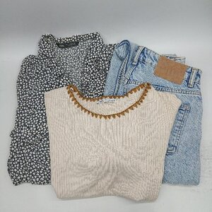 ■ ⊂ 《 ZARA まとめ売り3点セット ワンピース リブニットＴシャツ デニムパンツ レディース 》 E