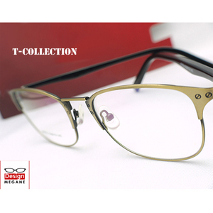 即決 眼鏡一式☆度入レンズ込★designメガネ★T-collection Eyewear アンティークゴールド色 度付き/度なし/伊達メガネ 【メガネ通販】