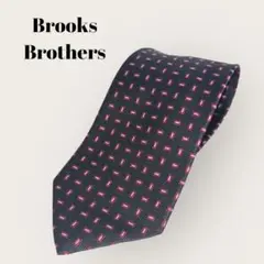 sele★Brooks Brothers 黒地に赤幾何学模様 ネクタイ絹100％