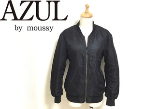 AZUL by moussy MA-1 ブルゾン ブラック リブ ジャンパー アウター アズール マウジー レディース Mサイズ 黒 ①