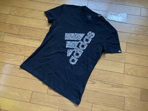 ♪新品タグ付 アディダスadidas ゼブラ ロゴ グラフィック 半袖Tシャツ 黒 М ダンス トレーニング