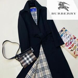 P19【エレガントスタイル】未使用級◎参考価格12万●BURBERRY BLUE LABEL●高級トレンチコート バーバリーロングコート レディース　