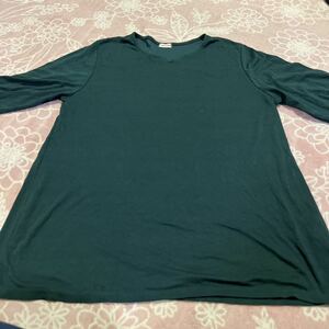 ノアンヌ　緑色のサラッとした5分袖シャツ　4L
