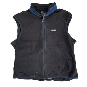 90s USA製 patagonia PEF フリース ベスト L ブラック フルジップ パーカー ロゴ アウトドア パタゴニア