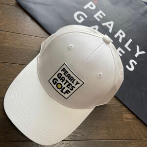 送料無料PEARLY GATES GOLFパーリーゲイツゴルフ最新PGニコ立体ロゴベーシックキャップ汗止め速乾ベルクロ調節unisex希少シンプルWhite新品