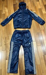 アディダス セットアップ 上下セット adidas ネイビー ウィンドブレーカー ジャージ パンツ ジャケット中綿入　サイズ xo XXL希少サイズ