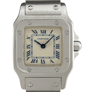 カルティエ CARTIER サントスガルべ SM W20017D6 腕時計 SS クォーツ アイボリー レディース 【中古】