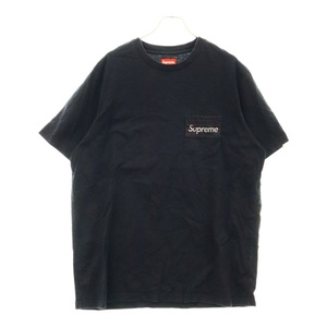 SUPREME シュプリーム 19SS Mesh Stripe Pocket Tee メッシュ ストライプ ポケット クルーネック 半袖Tシャツ カットソー ブラック