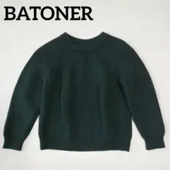 美品★バトナー BATONER シグネチャークルーネックニット 深緑 日本製