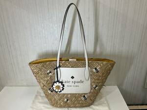 kate spade ケイトスペード　かご　トートバッグ　ハニービー　ミツバチ/花　中古美品　バケツトートバッグ　【5784】