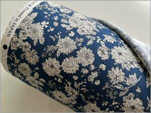 mets★5m*ボタニカルフラワー*花柄*オックス*blue*コットン*1D