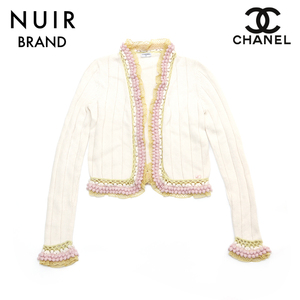 シャネル CHANEL カーディガン レース ホワイト イエロー ピンク