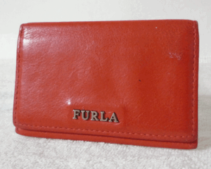 フルラ　FURLA　レザー　オレンジ　定期入れ　名刺入れ　カードケース