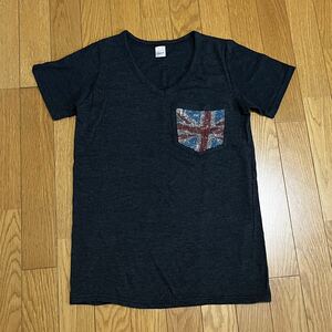 My-T 2nd story Tシャツ 黒 ブラック トップス イギリス国旗 マーク 半袖