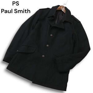 PS Paul Smith ポールスミス 秋冬 カシミヤ混★ メルトン ウール シングル コート Sz.XL メンズ 黒 大きいサイズ　C4T11031_C#N