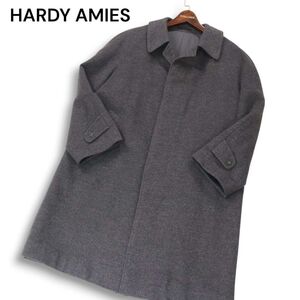 HARDY AMIES ハーディ エイミス 秋冬★ カシミヤ ステンカラー コート Sz.3 メンズ グレー ビジネス　I4T04259_C#N