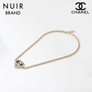 シャネル CHANEL ネックレス ココマーク ラインストーン ハート ゴールド