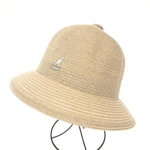 未使用品◆KANGOL カンゴール 麦わら 帽子 L◆ ベージュ 麻・ポリエステル カンゴール刺繍 レディース 帽子 ハット hat 服飾小物