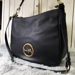 m5170【希少 COACH 美品】2wayバッグ シボ革 ブラック A4可能