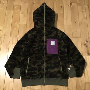 1st camo green ボア パーカー Mサイズ a bathing ape boa BAPE zip hoodie エイプ ベイプ アベイシングエイプ 迷彩 i1334