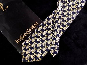 ♪今週の特売980円～♪3384♪良品【YSL】サンローラン【鳥 エンブレム 紋章 葉っぱ 植物 柄】ネクタイ♪