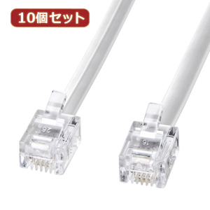 10個セット サンワサプライ モジュラーケーブル(白) TEL-N1-10N2 TEL-N1-10N2X10 /l